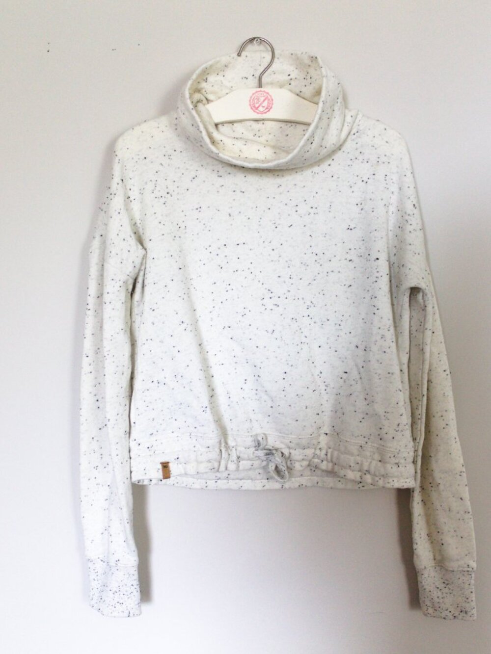 Tentree size S White Speckled Cowl Neck Fleece Pullover
